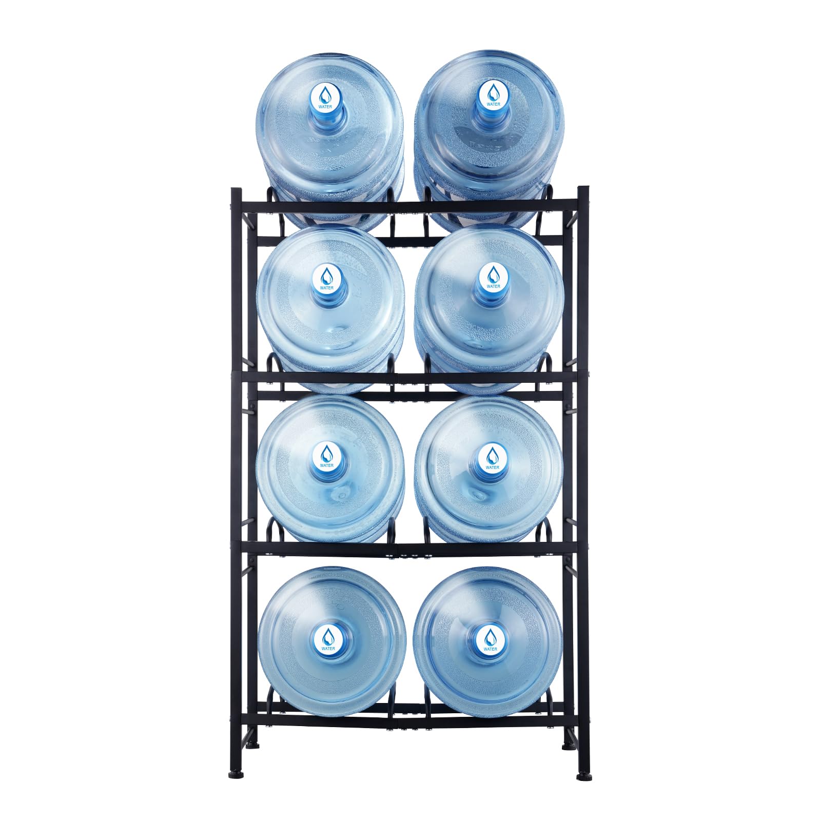 VEVOR Wasserkrughalter mit 4 Ebenen, 5 Gal Wasserflaschenhalter, zweireihiges Wasserflaschenregal aus Eisen für 8 Flaschen, robustes Wasserkrugregal Wasserkrughalter für Küche Büro Wohnzimmer schwarz