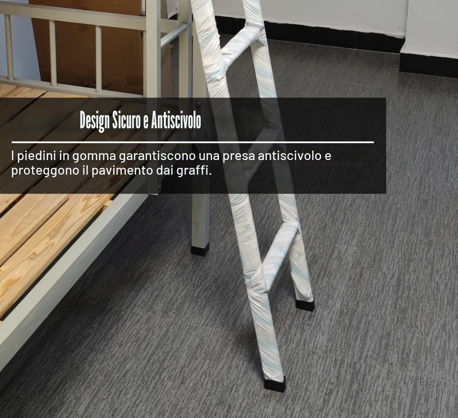 Scaletta Letto a Castello Scala per Letto a Castello a Pavimento Regolabile, Camper Loft Dormitorio a Castello Scale da Arrampicata con Ganci, Solo Scaletta Doppia Corta Sostituibile, Risparmio di Spa