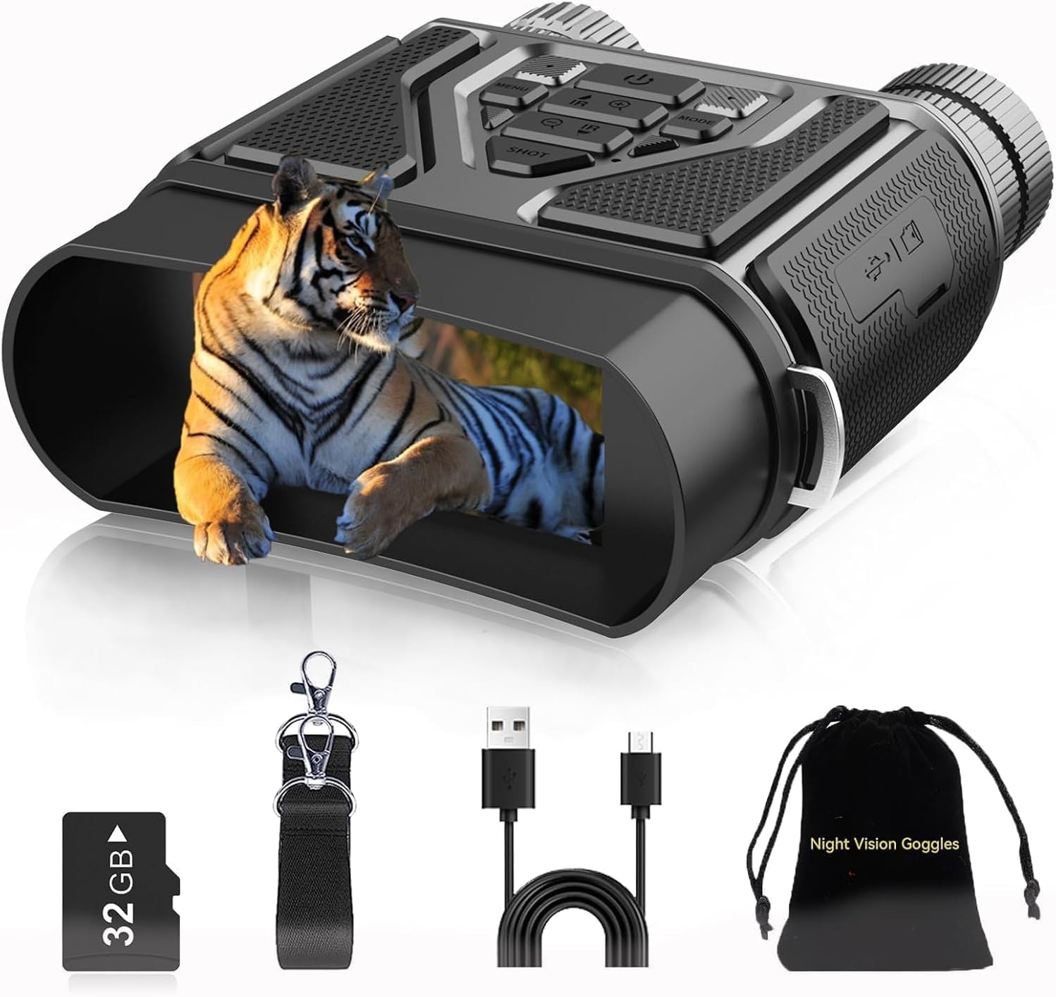 Night Vision Goggles with 32GB for Total Darkness,Digital Infrared Night Vision Binoculars with 3'' HD Screen for Observing and Recording Birthday Gifts for Men.
