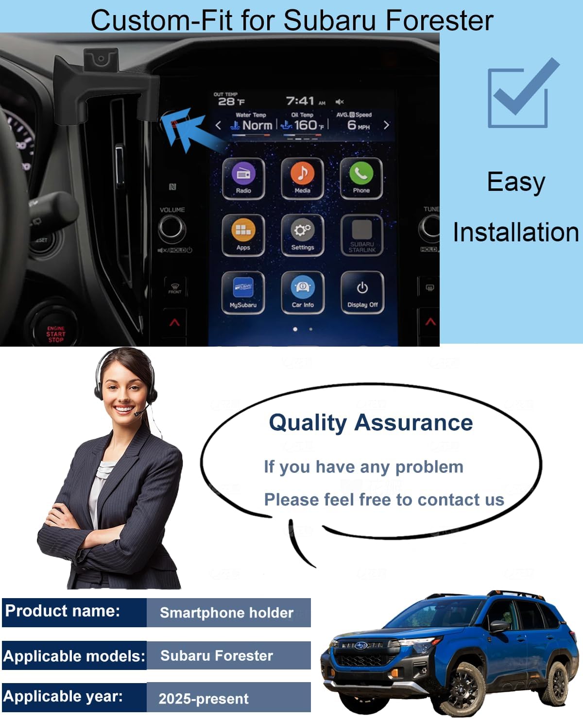 car Phone Holder for Subaru Forester 2025-2026 Accessories Magnetic car Phone Mount for 2026 Forester Phone Holder for Subaru Forester Accessories