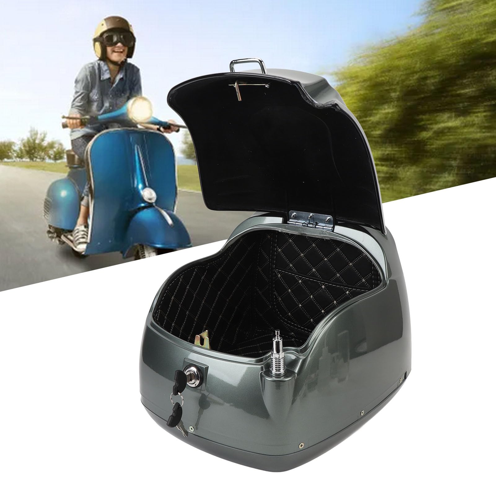 Naroote Top Case de Moto, Boîte de Rangement Arrière de 8L Grande capacité Ajustement Universel Haute durabilité pour Scooters électriques (Ti Couleur)