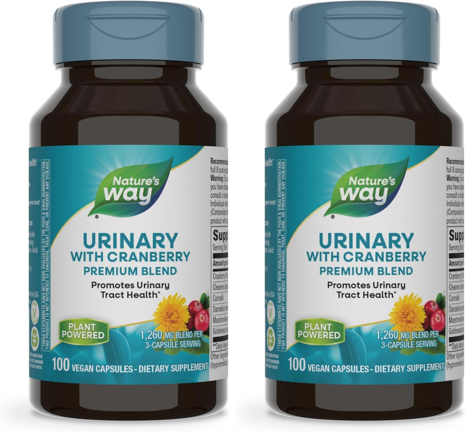 Nature's Way Premium Blend Urinary with Cranberry, 1,260 mg per Serving, 100 Caps (Pack of 2)