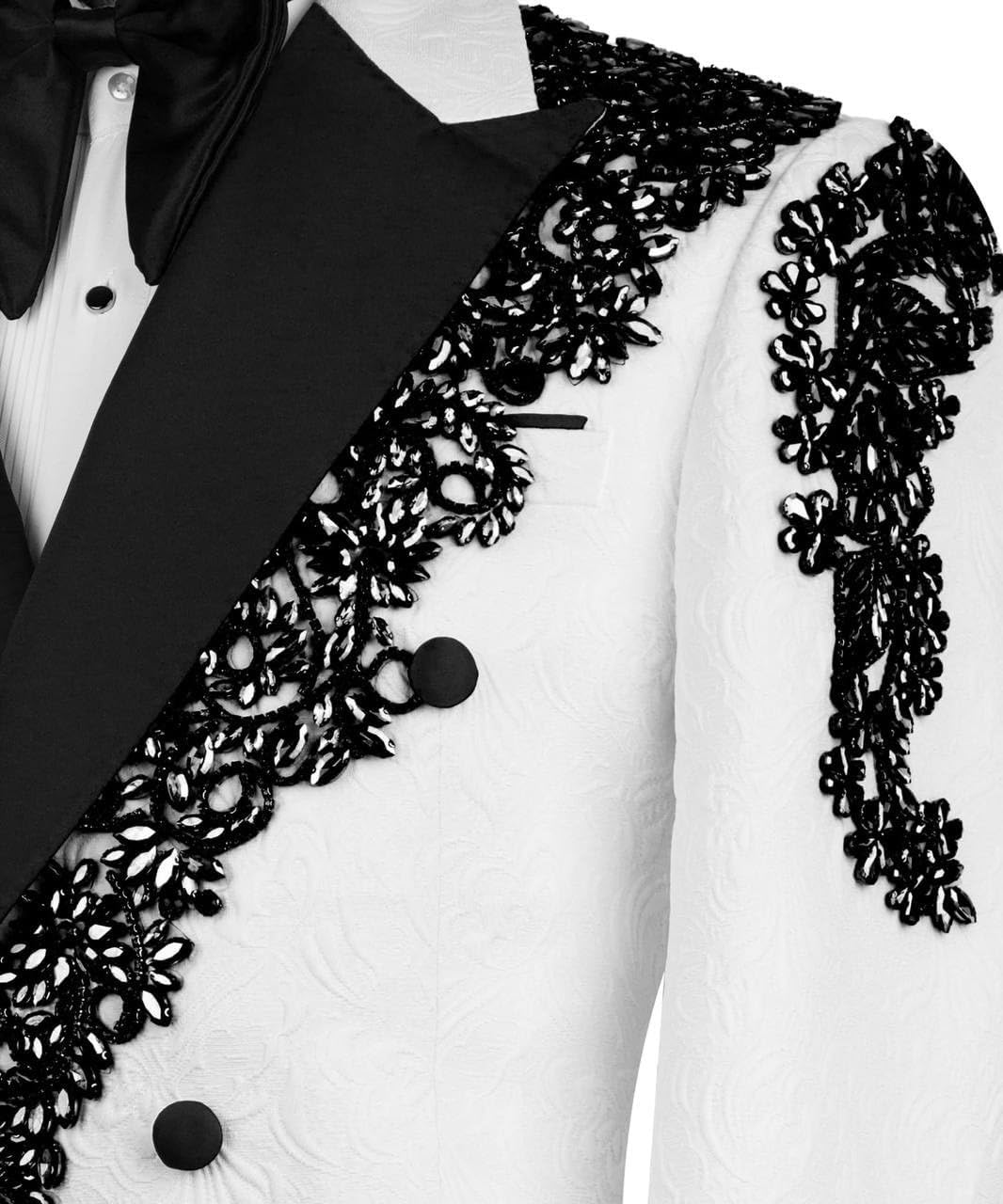 3 Pieces Men's Luxury Tuxedo Suit Gold Rhinestone Blazer Slim Jakcet Pants Formal Set for Wedding,Prom,Party,Dinner