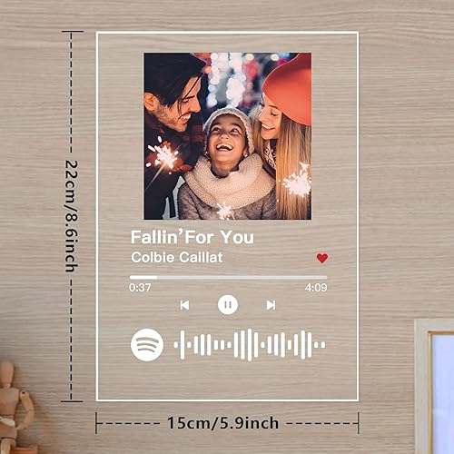 Miniatura 4 de Placa de música personalizada Spotify Canción acrílica con foto cubierta de álbum de fotos personalizada código escaneable lámpara de luz nocturna