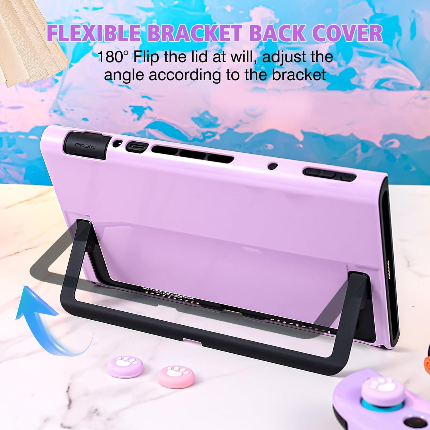 DLseego Protective Hard Case for Nintendo Switch 2 2025, Slim Soft Grip Cover for Joy Con, Detachable JoyCon Controller Protectors-Shockproof & Scratch-Resistant Console Shell, 4 Thumb Grips - Purple - Image 4