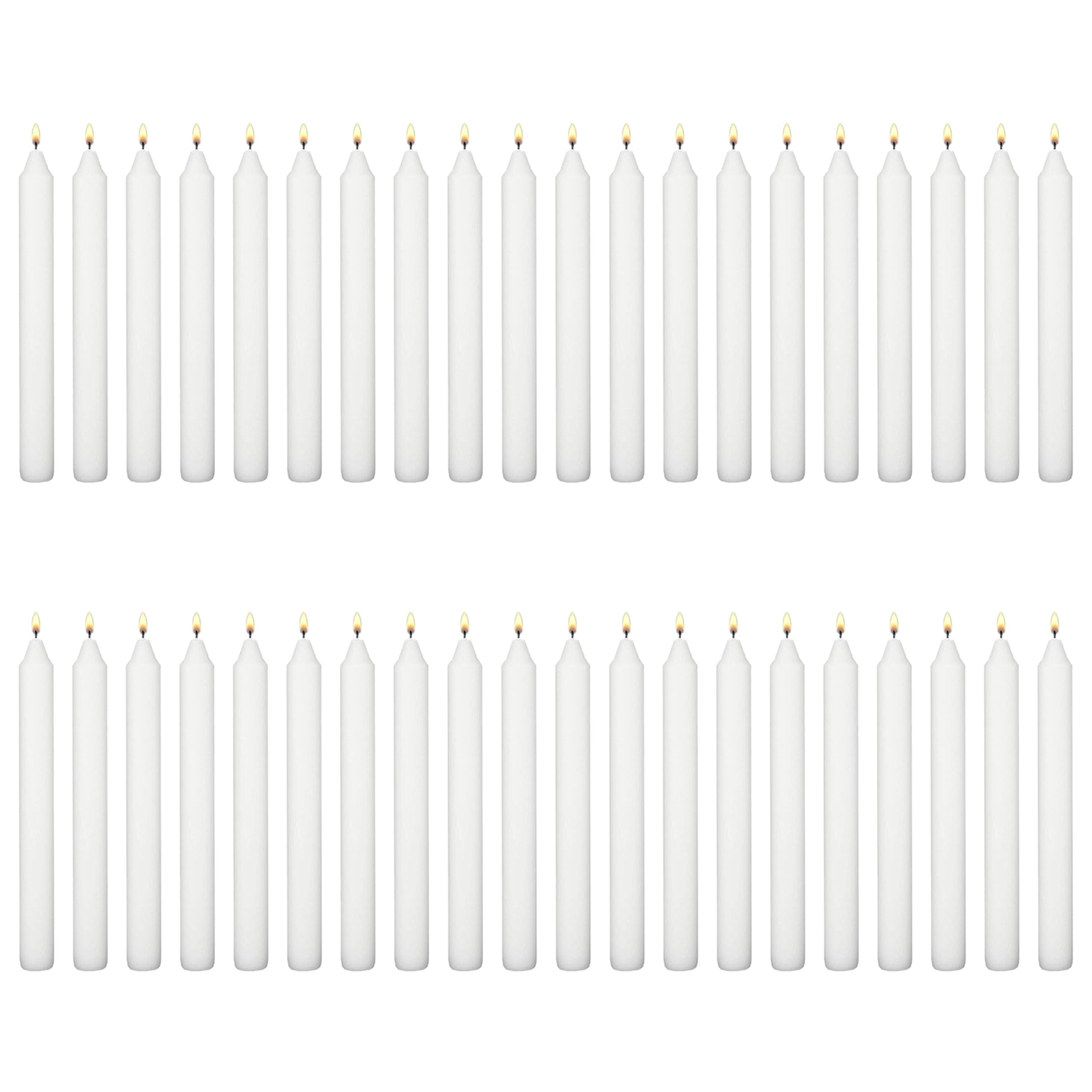 White Table Household Dinner Tapered Candles, Decorative Household Candles, Unscented, Natural Vegan Wax, Clean Burn, 6 Hours Burning Time, 18cm / 7" Long (Pack of 40)
