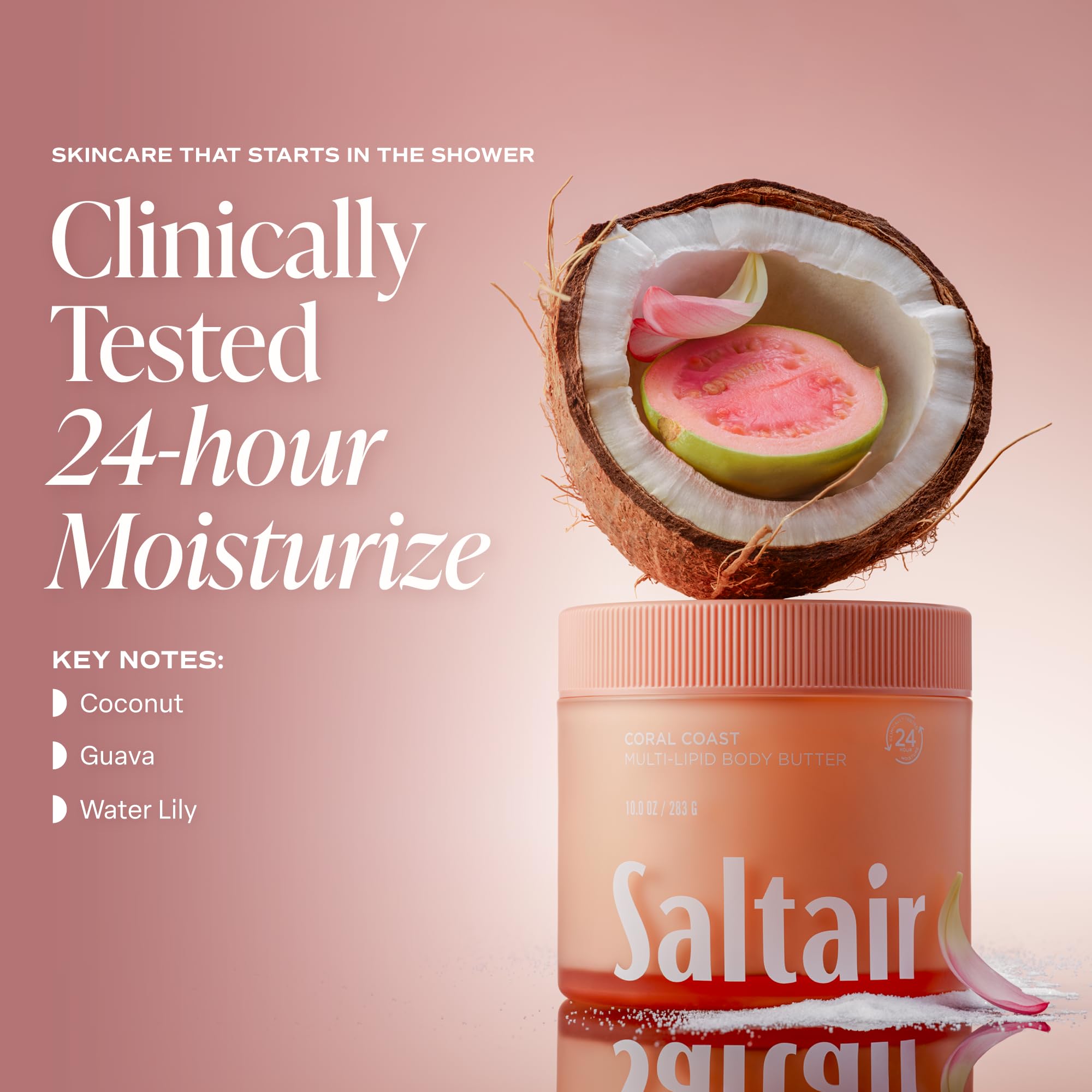 Saltair Multi-Lipid Body Butter | Coral Coast Ceramide Moisture | 10 oz | Creamy texture with conditioning ingredients for lasting hydration and a soft comfortable finish product thumbnail 3