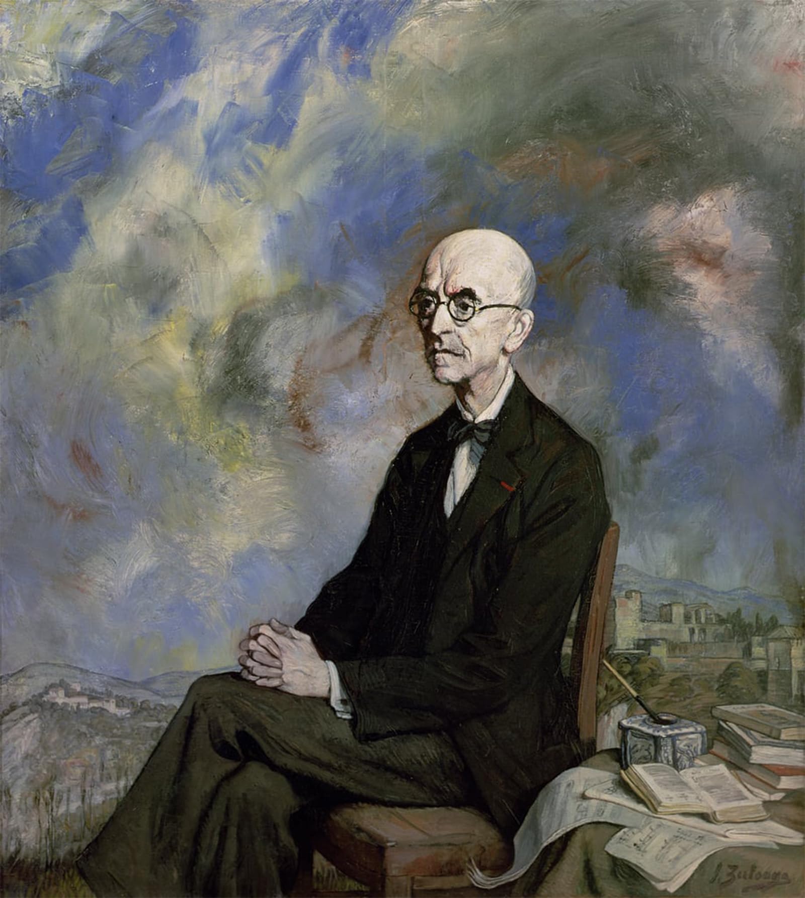 ARTXLXXBN Famous Prints Artwork Pictures Poster Painting Art Portrait of Manuel De Falla by Ignacio Zuloaga Y Zabaleta Artwork Landscape Pictures for Home Decor 60x90cm