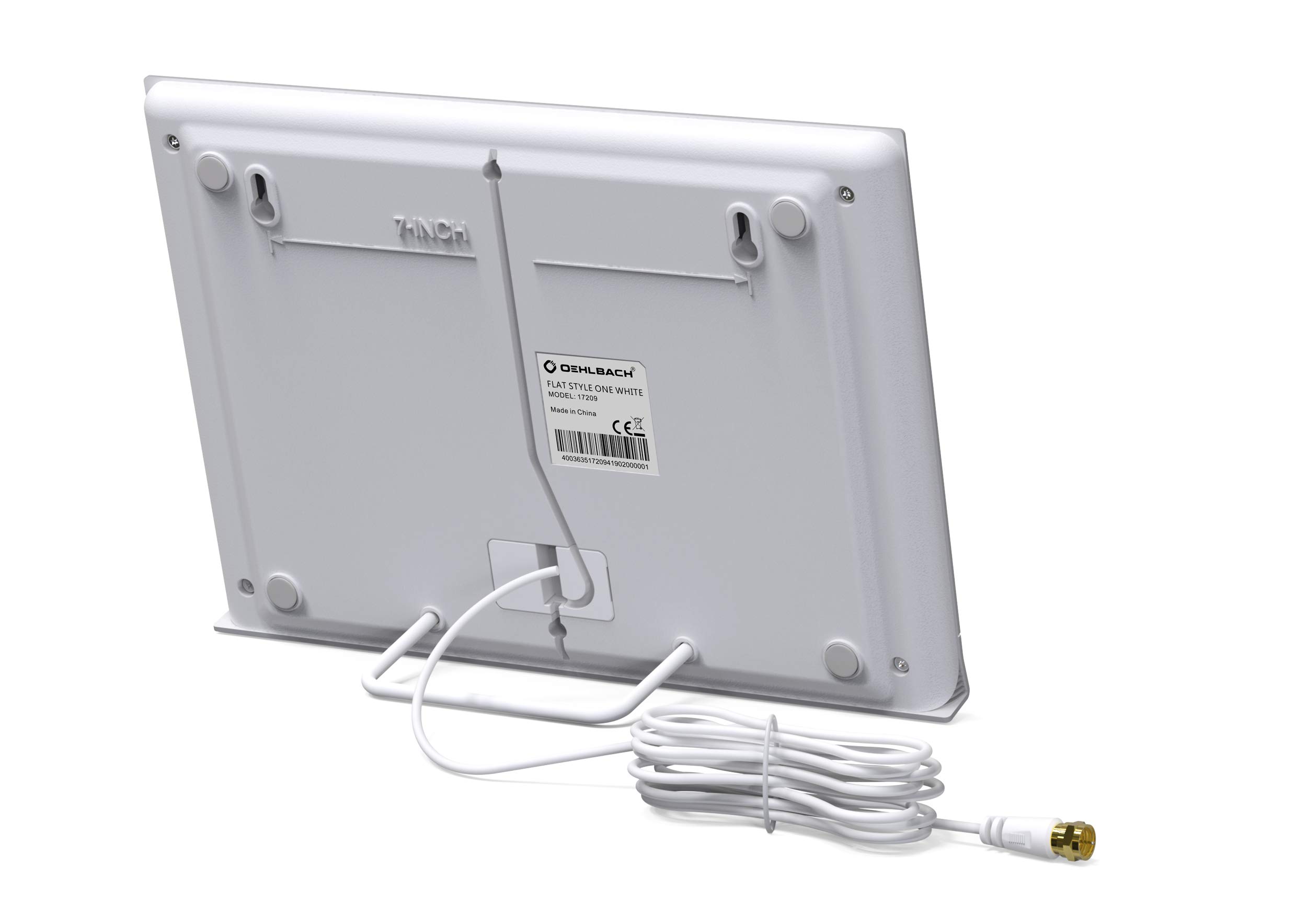 Oehlbach Flat Style One DVB-T2 HD Antenna - Antenna digitale interna - Amplificatore attivo DVB-T Antenna interna - Bianco
