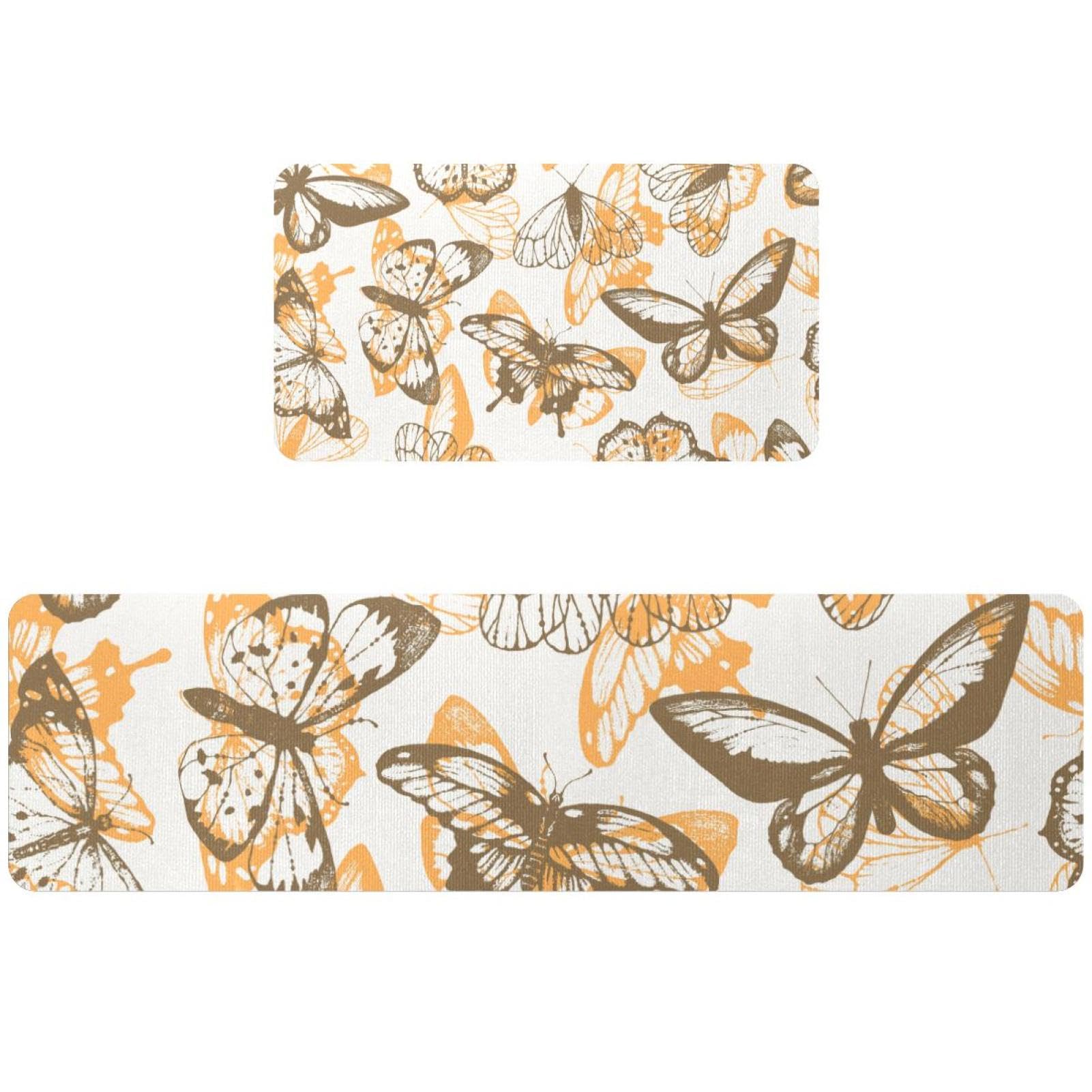 Tapis de cuisine absorbant aquarelle : lot de 2 tapis antidérapants et lavables