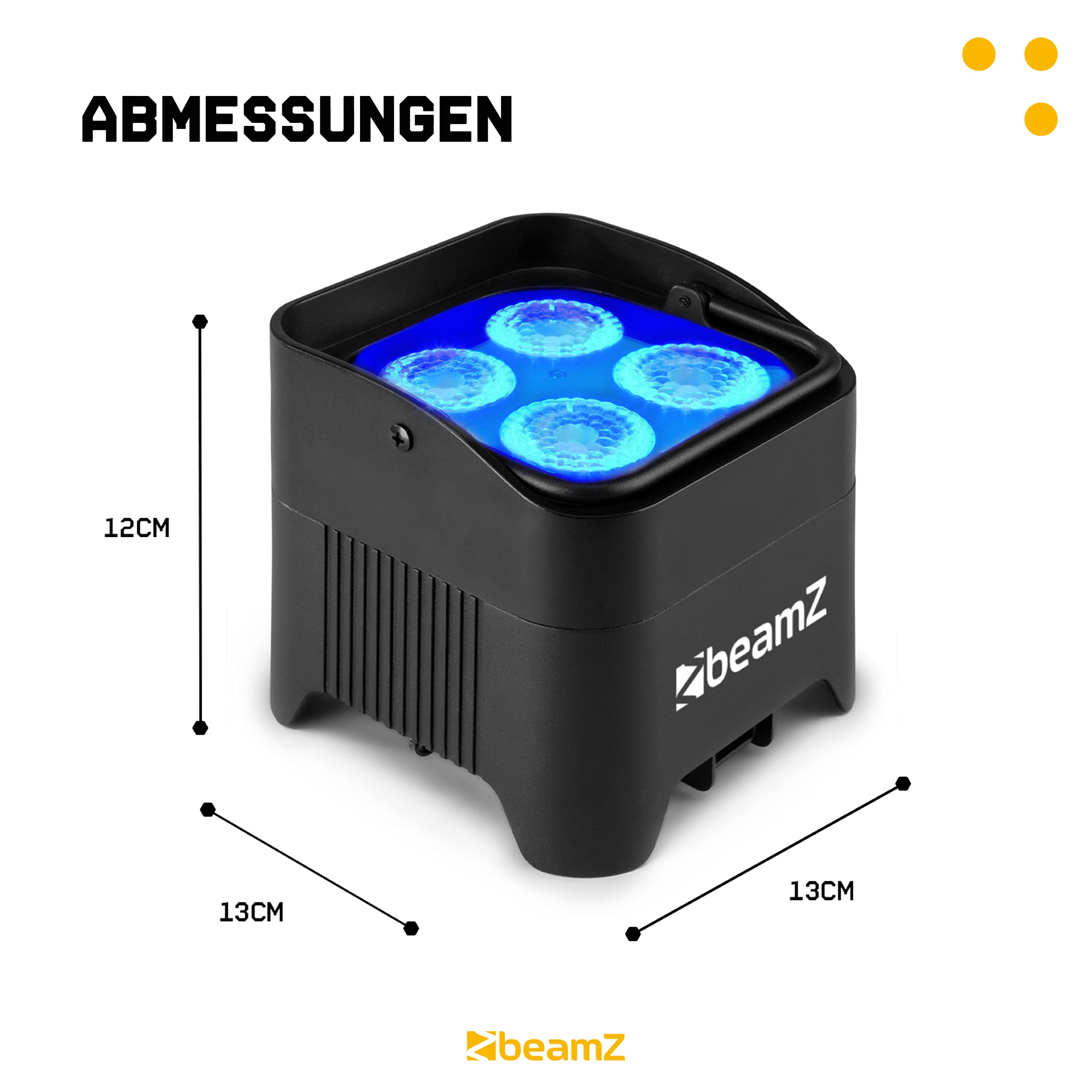 BeamZ BBP94W Uplight LED Par Strahler, 8er Set mit Flightcase, 4 x 12 Watt, Akku Bühnenbeleuchtung für DJ Pult, Bühnenlicht, DMX-WLAN, Partylicht Musikgesteuert, Bühnenequipment, Fernbedienung