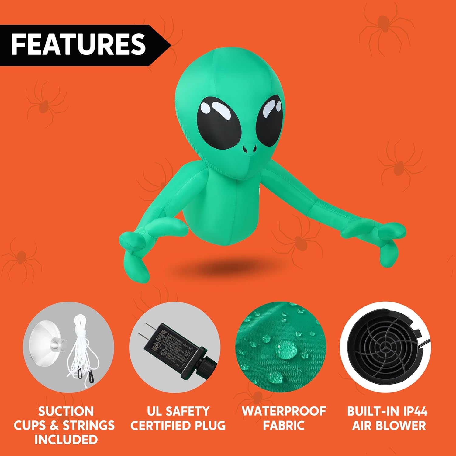 Joiedomi 4.5FT Halloween Inflatable Alien Outdoor Decorations, Halloween Blow Up for Yard Blow Up Alien Decor Outdoor with LEDs, Window Inflatable Decor for Outdoor Yard Garden Party Lawn Decorations