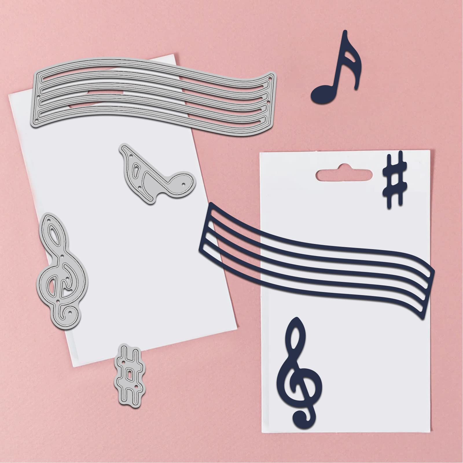 GLOBLELAND Fustelle in Metallo per Note Musicali Nota Musicale di Sottofondo Fustelle per Tagliare Stencil per Scrapbooking Fustelle per Album Fai da Te Creazione di Carte Decor Artigianato Album