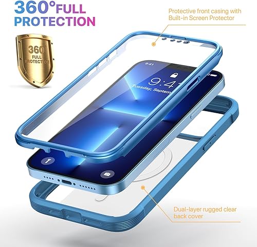Miniatura 369 de Diaclara - Funda diseñada para iPhone 15 Plus de 6.7 pulgadas, transparente, cuerpo completo, con protector de pantalla, resistente de protección