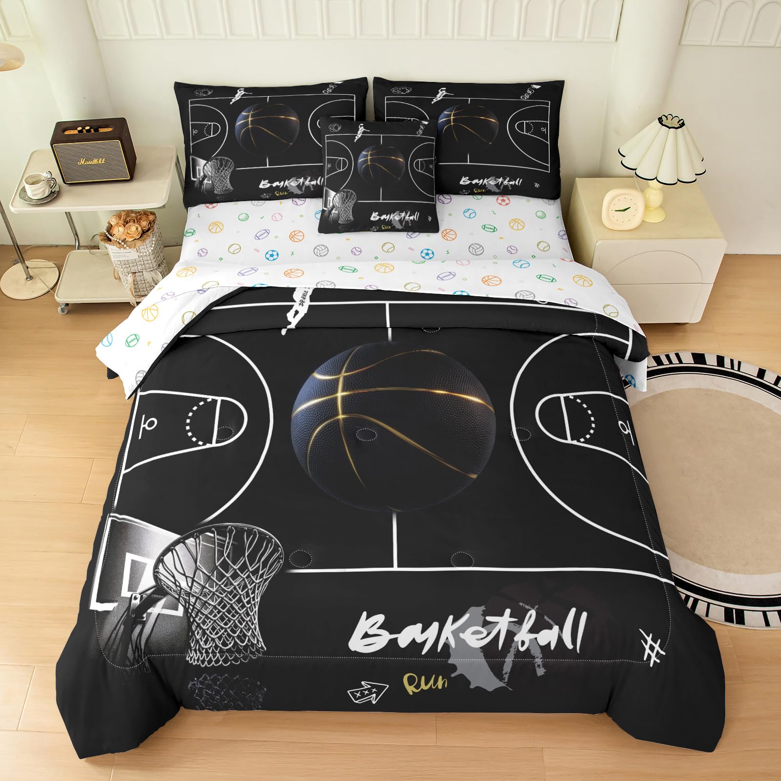 Bodhi Sports Theme Basketball Bedding Queen