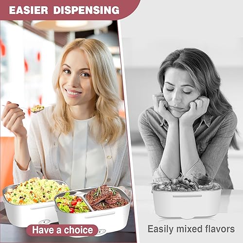 Miniatura 4 de LAVAED Calentador térmico de lonchera  Fiambrera eléctrica de 80 W para adultos  Calentador de alimentos 2 en 1 para cochecamiónoficinaexterior  Sin