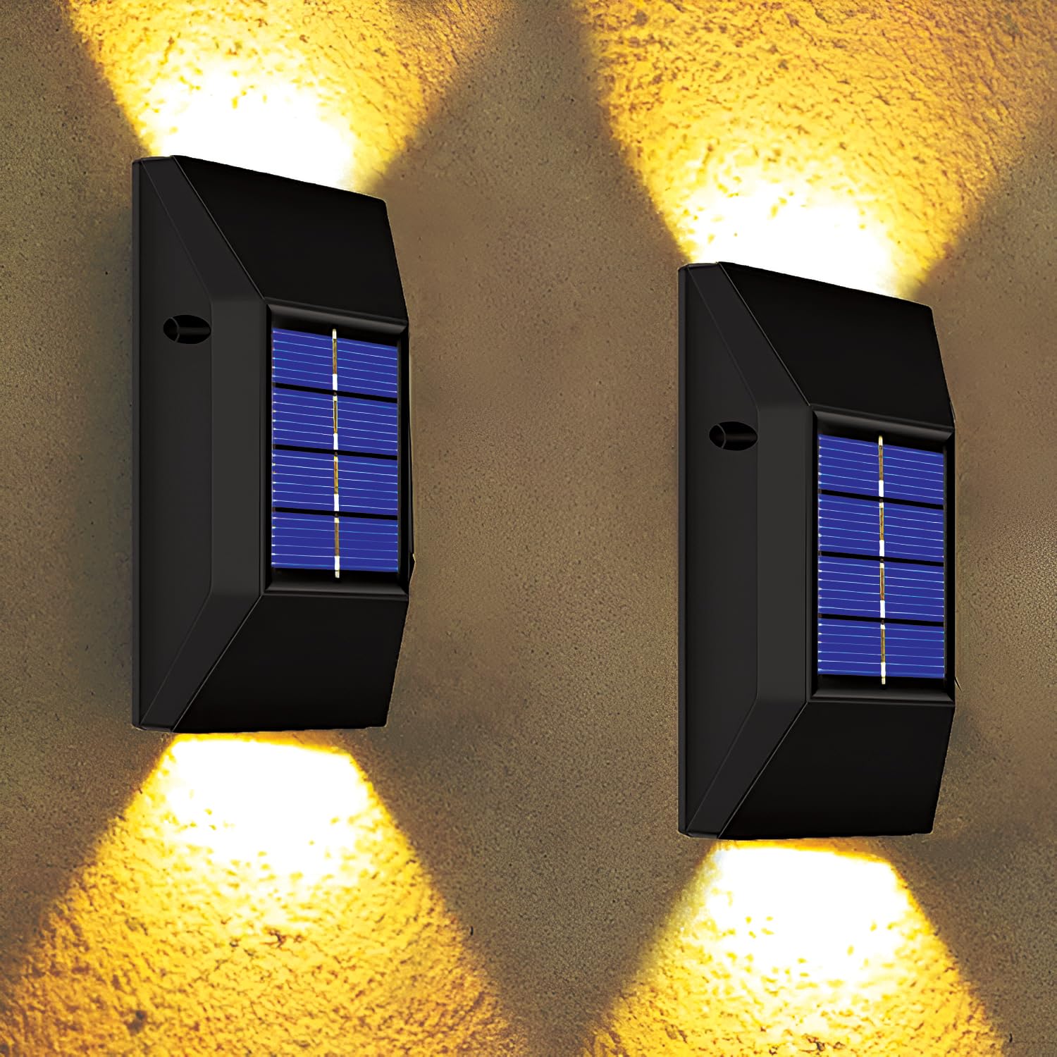 Epyz Plastic Solar Wall Light Outdoor Waterproof Up Down Led Garden Decoration Wall Lamps,Step Small Lamp Fence Decor 6 Led [ Warm Yellow Pack Of 2 ] (B0CTQ9XR8R) Amazon Price History, Amazon Price Tracker