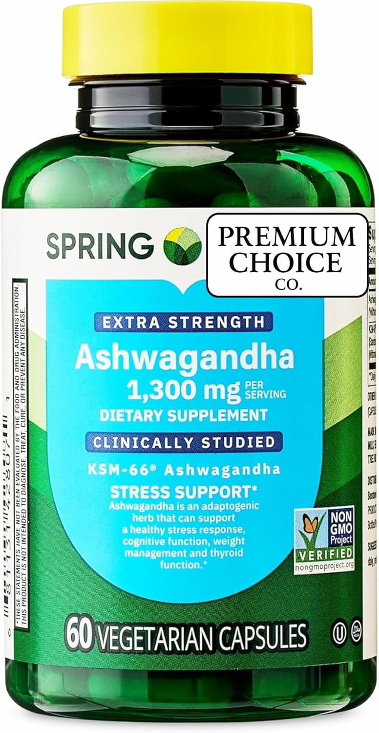 Spring Valley Ashwagandha - 1300mg – 60 Count – Includes Sticker