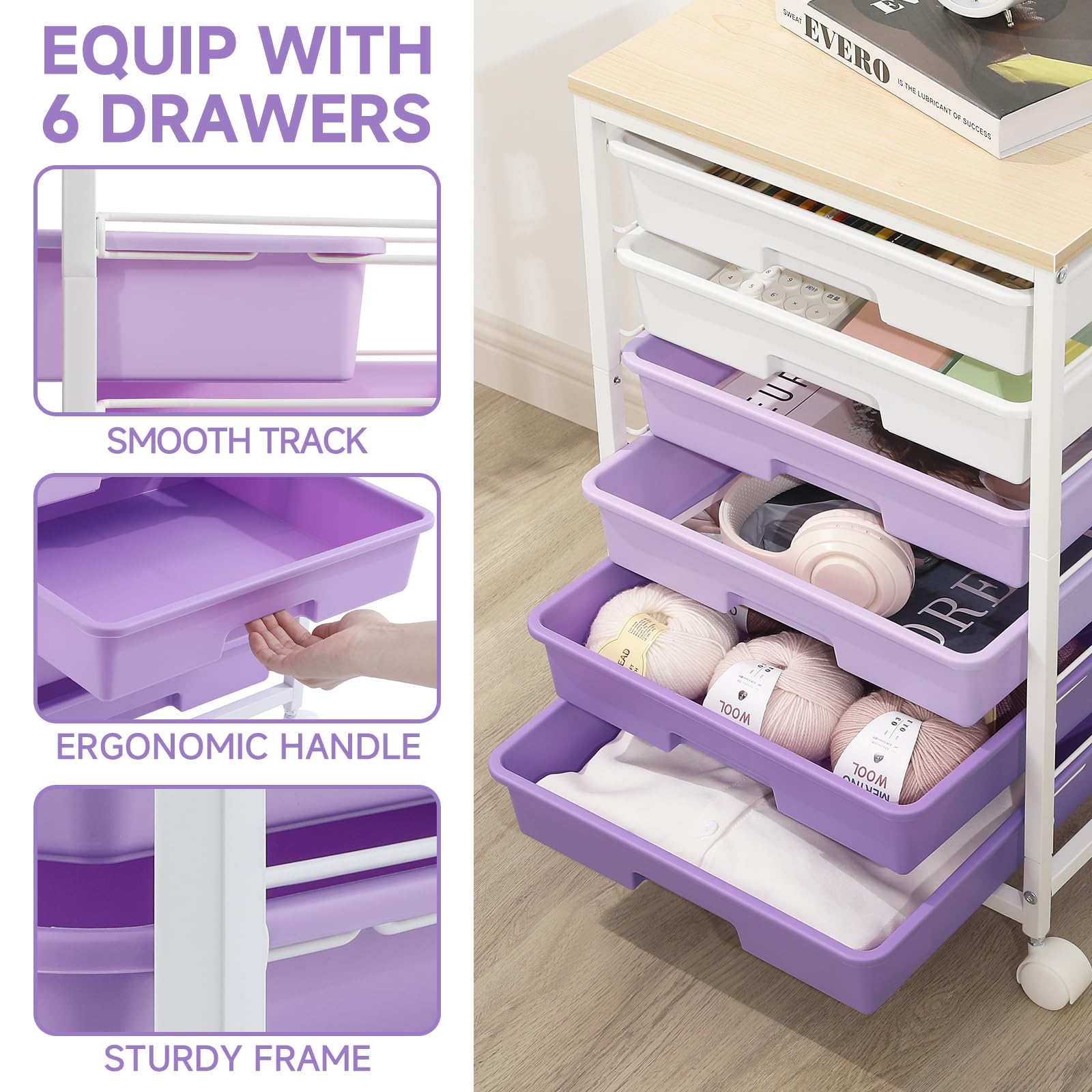Maison Chic – Chariot de rangement mobile 15 tiroirs – Roulettes 360° – Dimensions 63x36,5x90,5 cm – Plastique multicolore pour bureau et beauté
