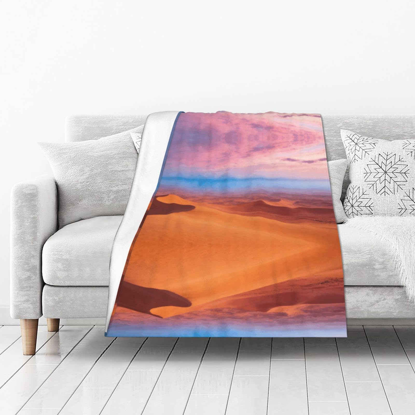 DUYIOKH Desert & Pastel Sky Print Thick Throw Blanket, Blanket for Couch Bed Warm Travel Blanket for Camping Movie Night