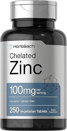 Horbäach Chelated Zinc Supplement 100mg | 250 Tablets | High