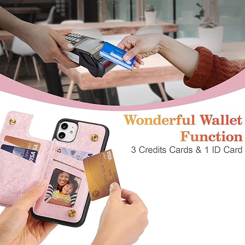 Miniatura 244 de UEEBAI Funda tipo cartera para iPhone 15 Pro Max con tarjetero, cubierta de cuero PU con soporte, bloqueo RFID, doble cierre magnético, relieve de