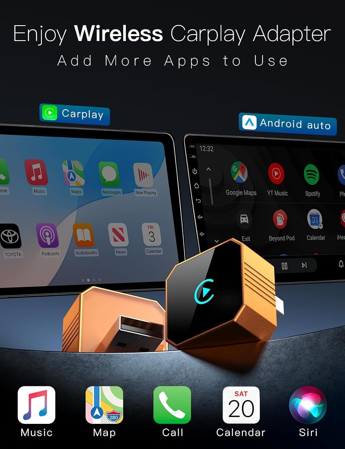 Wireless CarPlay Adapter for Apple Car Play Wireless Adapter, Android Auto Carplay Wireless Adapter, No Latency Bluetooth Carplay Adapter for iPhone iOS 10+ & Android 11+ & Car 2016+ 3 71L4oDPiCPL. AC SL1500