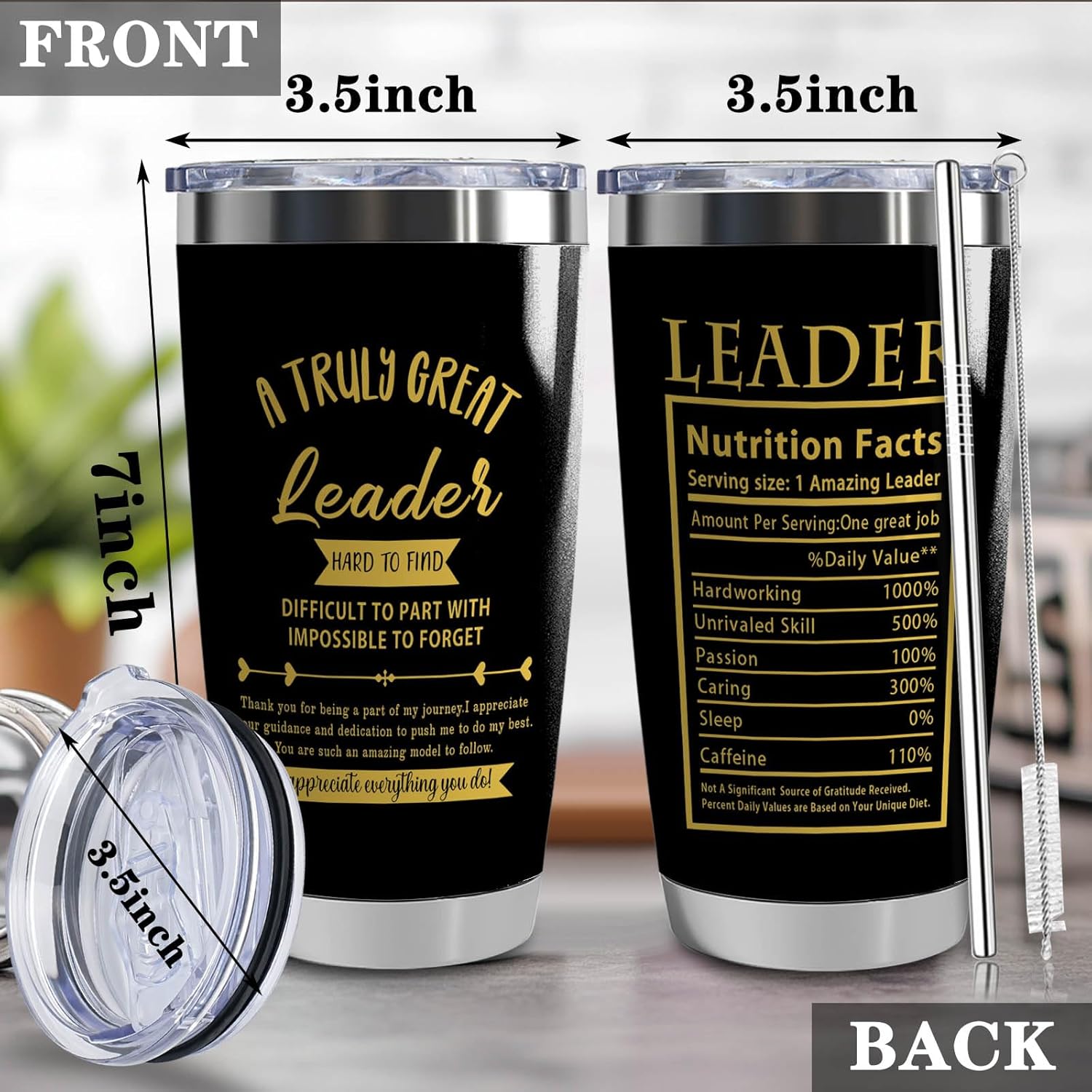 Leaders Appreciation Tumbler for Women & Men, 20 oz Stainless Steel Insulated Tumblers with Lid, Boss Lady Leaving Gifts for Leader, Work & Bestie - Image 2