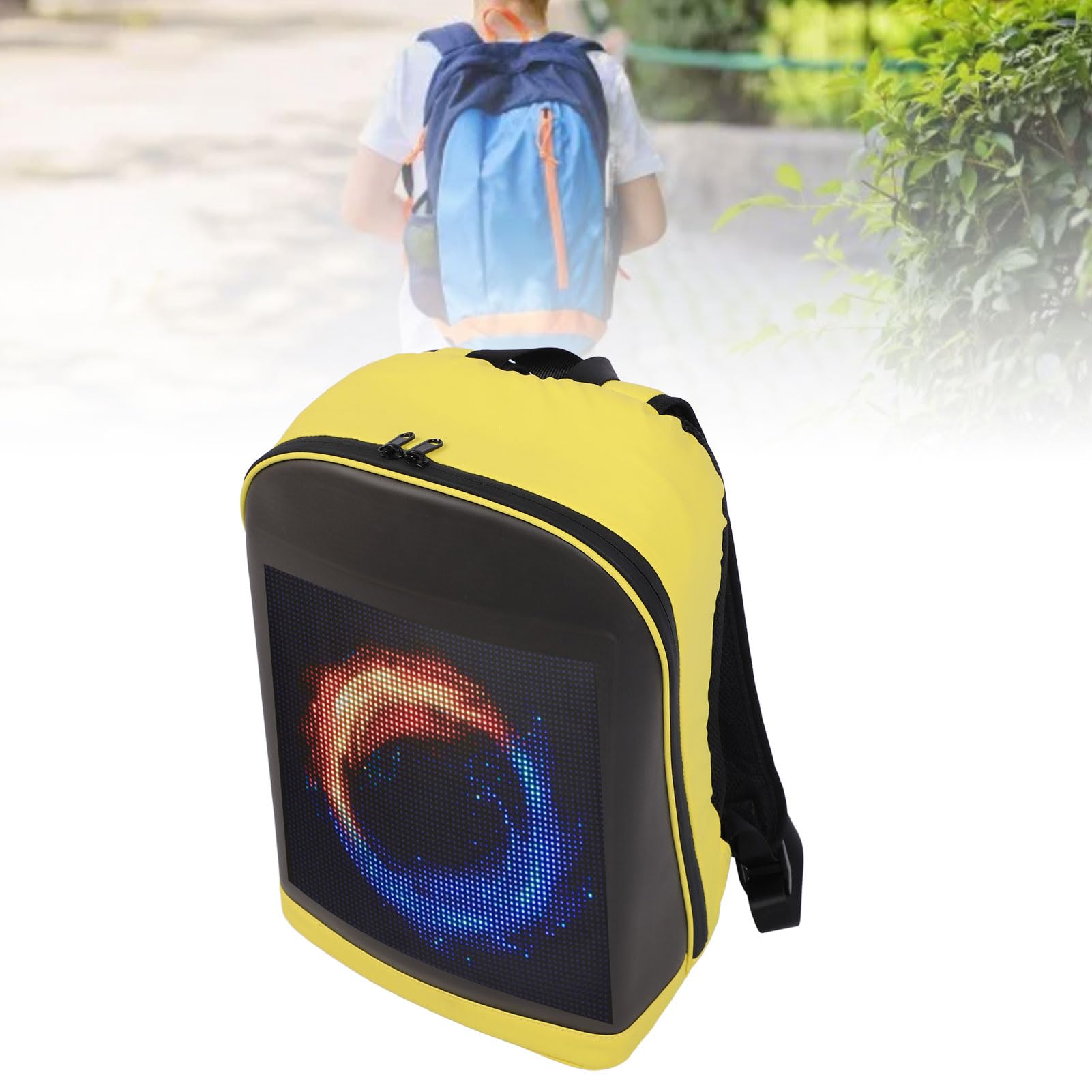 Garsent LED-Rucksack mit Programmierbarem Bildschirm, HD-Farbbildschirm, App-Steuerung, Laptop-Rucksack, Wasserdichte LED-Tasche, Reiserucksack, Motorrad-Rucksack mit USB-Anschluss