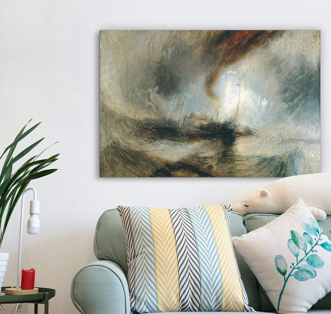 Canvas Print Wall Art - Snow Storm - Steam-Boat Off a Harbour's Mouth by JMW Turner - 36x24 inches