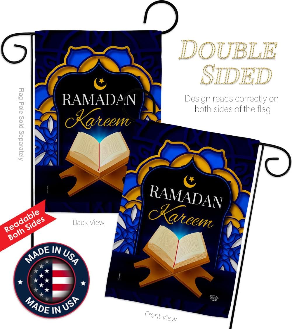 Happy Ramadan Garden Flag Set Wall Hanger Religious Muslims iftars Prayers Christian Religion Month House Decoration Banner Small Yard Gift Double-Sided, Made in USA