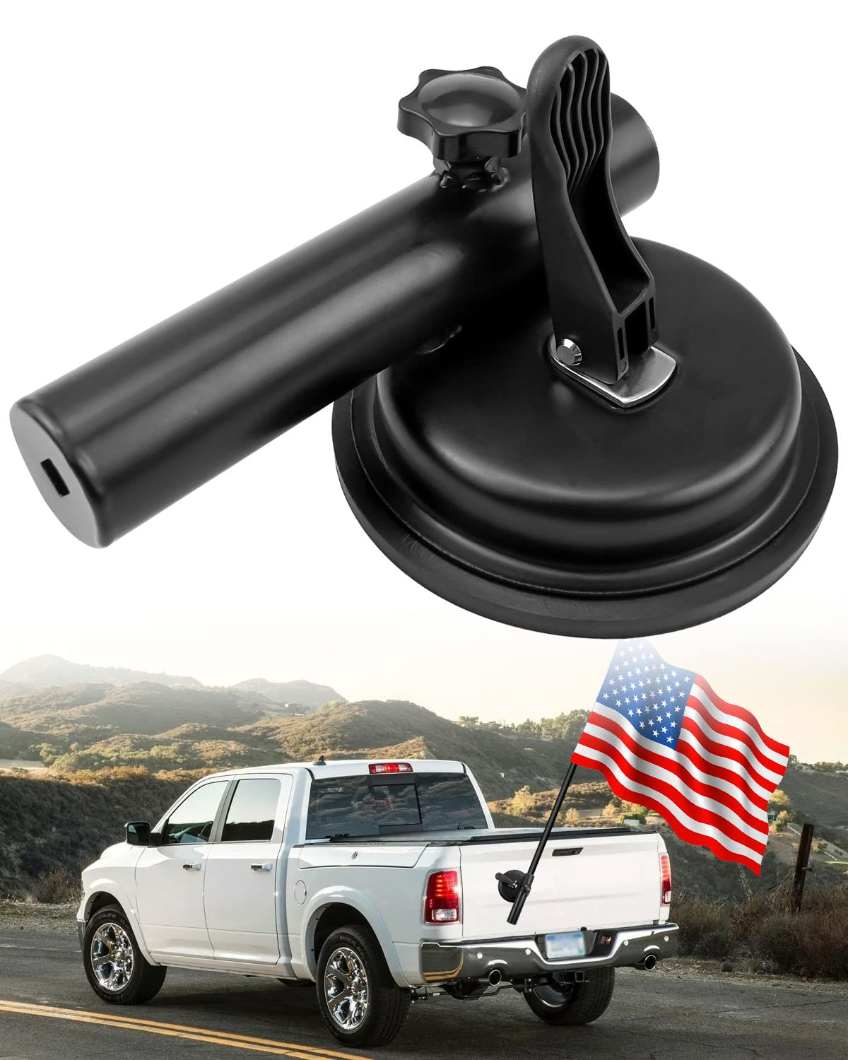 Soporte para mástil de bandera con ventosa, soporte de montaje universal multifunción para caravana, camión, automóvil, SUV, ATV,