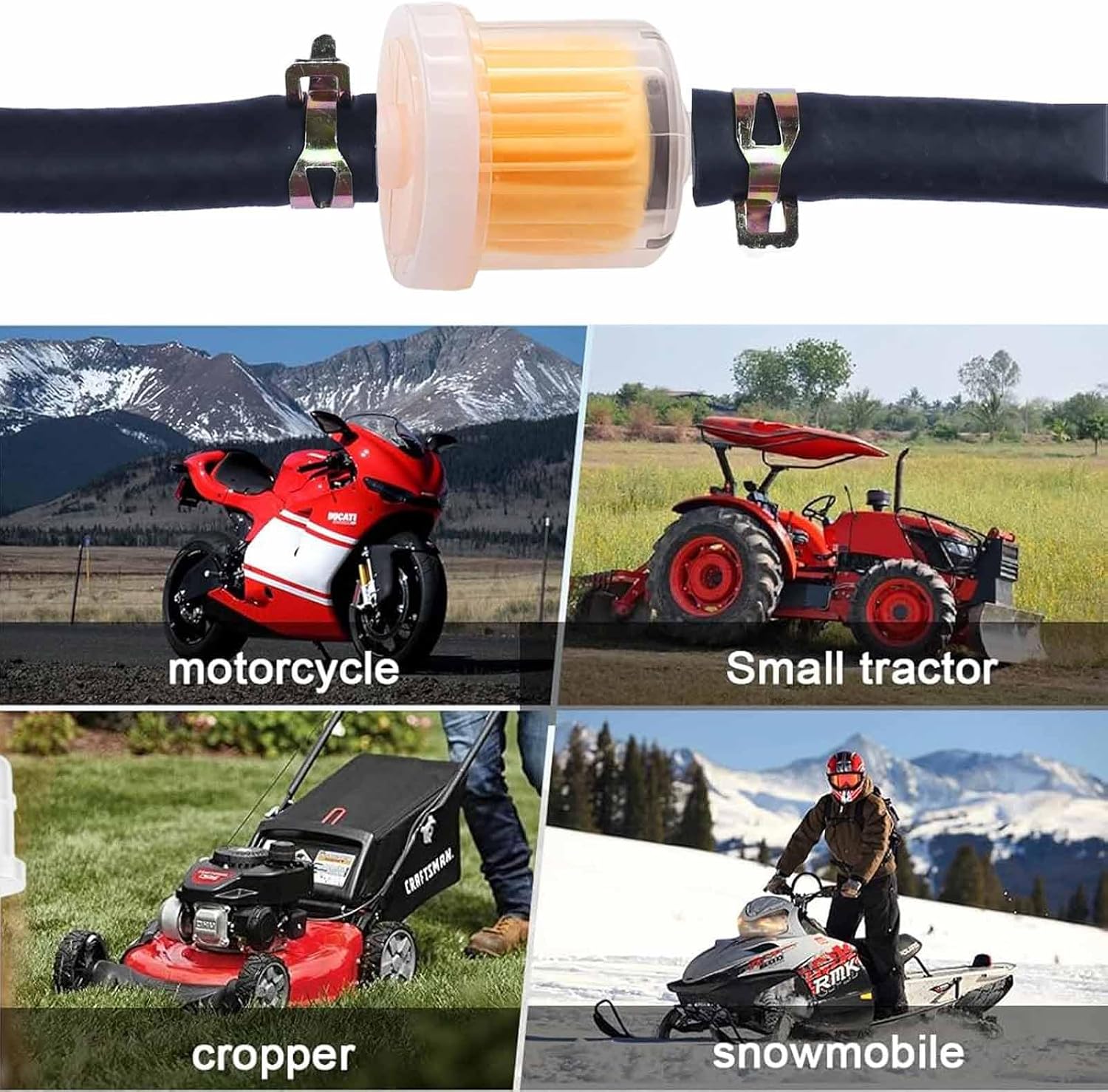 1/4 in Gas Fuel Line Hose with Clamps Valve & Filters with Magnet Kit for Small Engines Generator Lawn Mowers,Small Tractors Garden Tillers 6.6 FT