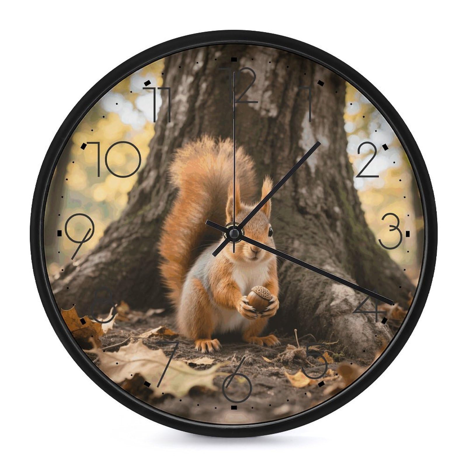 DWVTSLH Squirrel Wall Clock 10 Inch Silent Non-Ticking Modern Clocks Battery Operated - Decorative Wall Clocks for Bedroom Living Room Kitchen Office Wall Decor Gift Idea