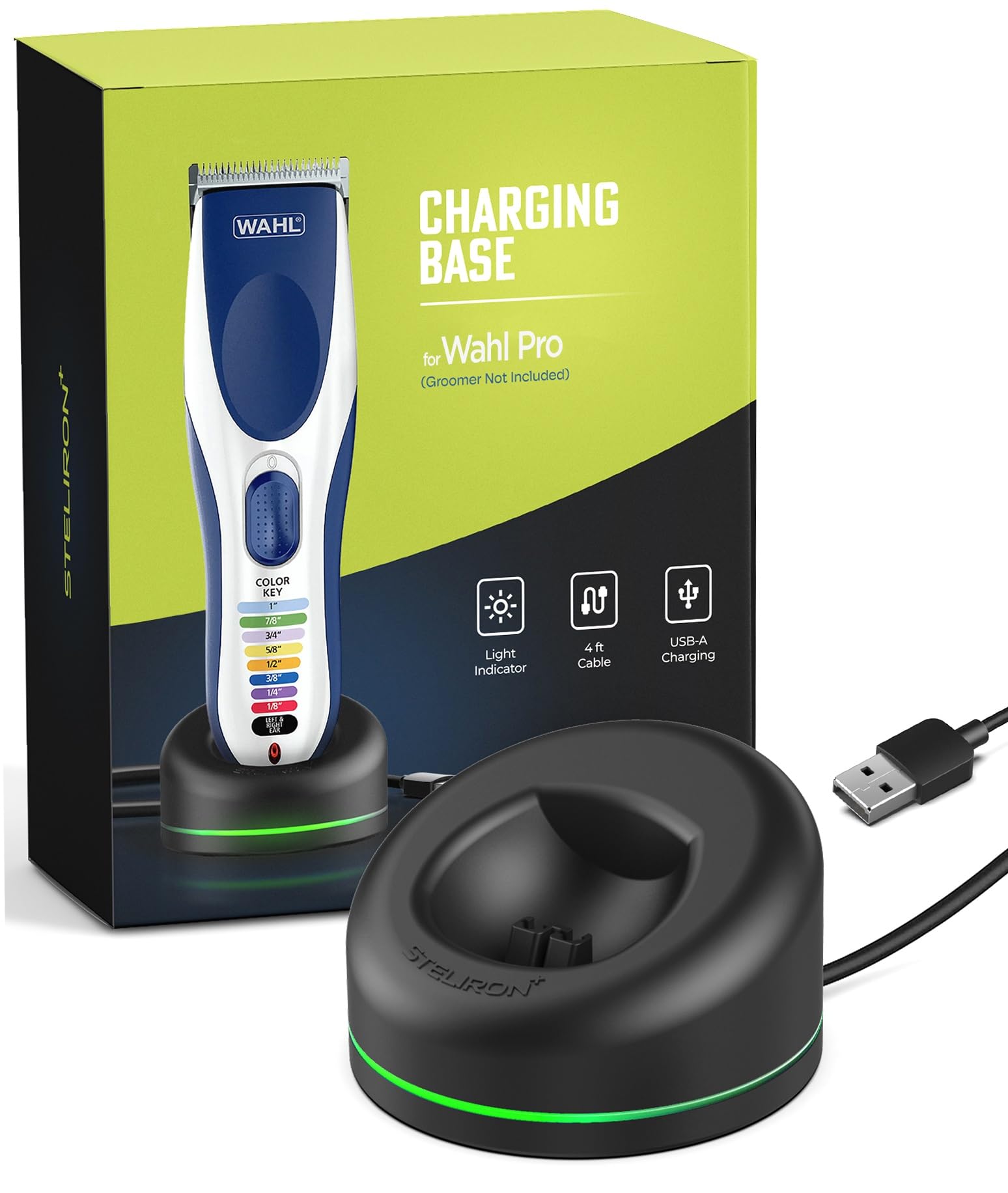 Replacement Charger for Wahl Color Pro Cordless Clipper & Trimmer (Model 9649P), Charging Dock Base with Light Indicator, USB Powered (Black)