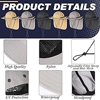 Vista 11 de Therwen 6 sombreros de sol unisex para hombres y mujeres, sombrero de safari de ala ancha, protección solar UV con solapa para el cuello