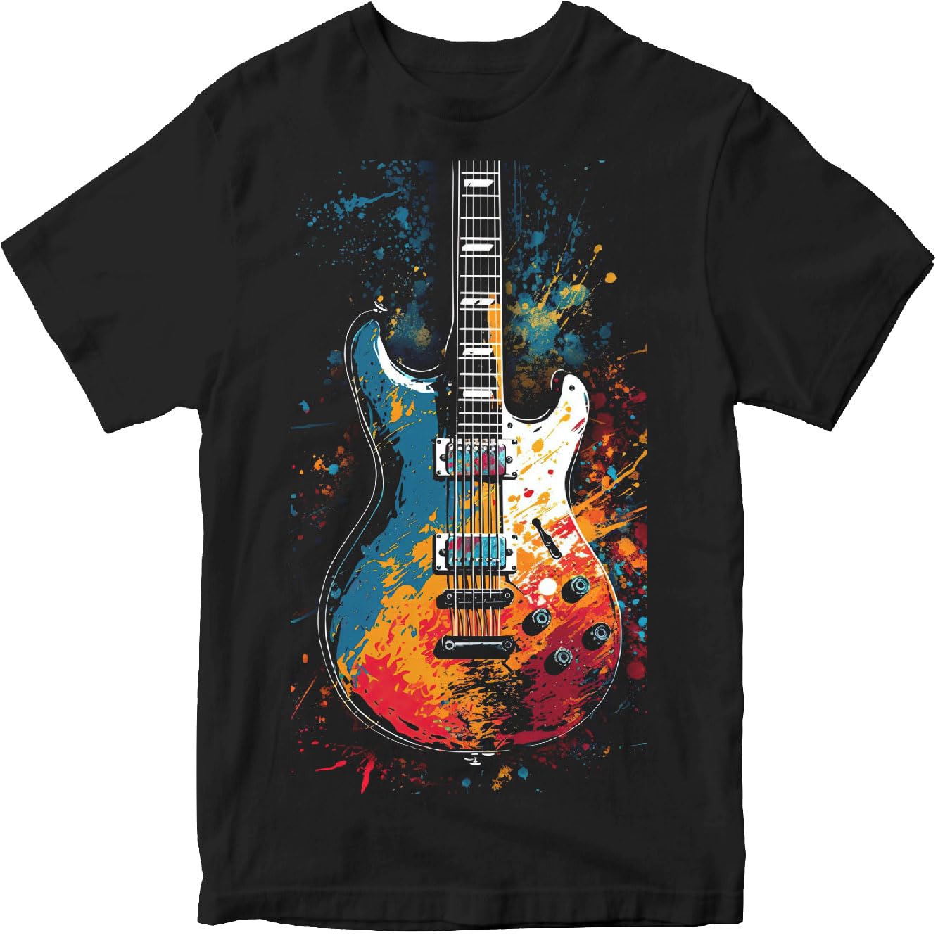 ME VENTURESMen T-Shirt || Regular Fit T-Shirt for Men || Printed T Shirt | Guitar Black