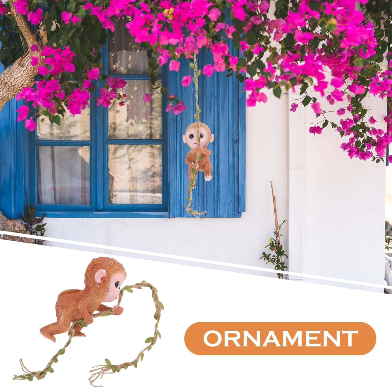 Generic Hanging Monkey Outdoor Decoration Lightweight Resin Tree Statue 5.90X2.75X2.75In Charming Patio Courtyard Ornament image 5