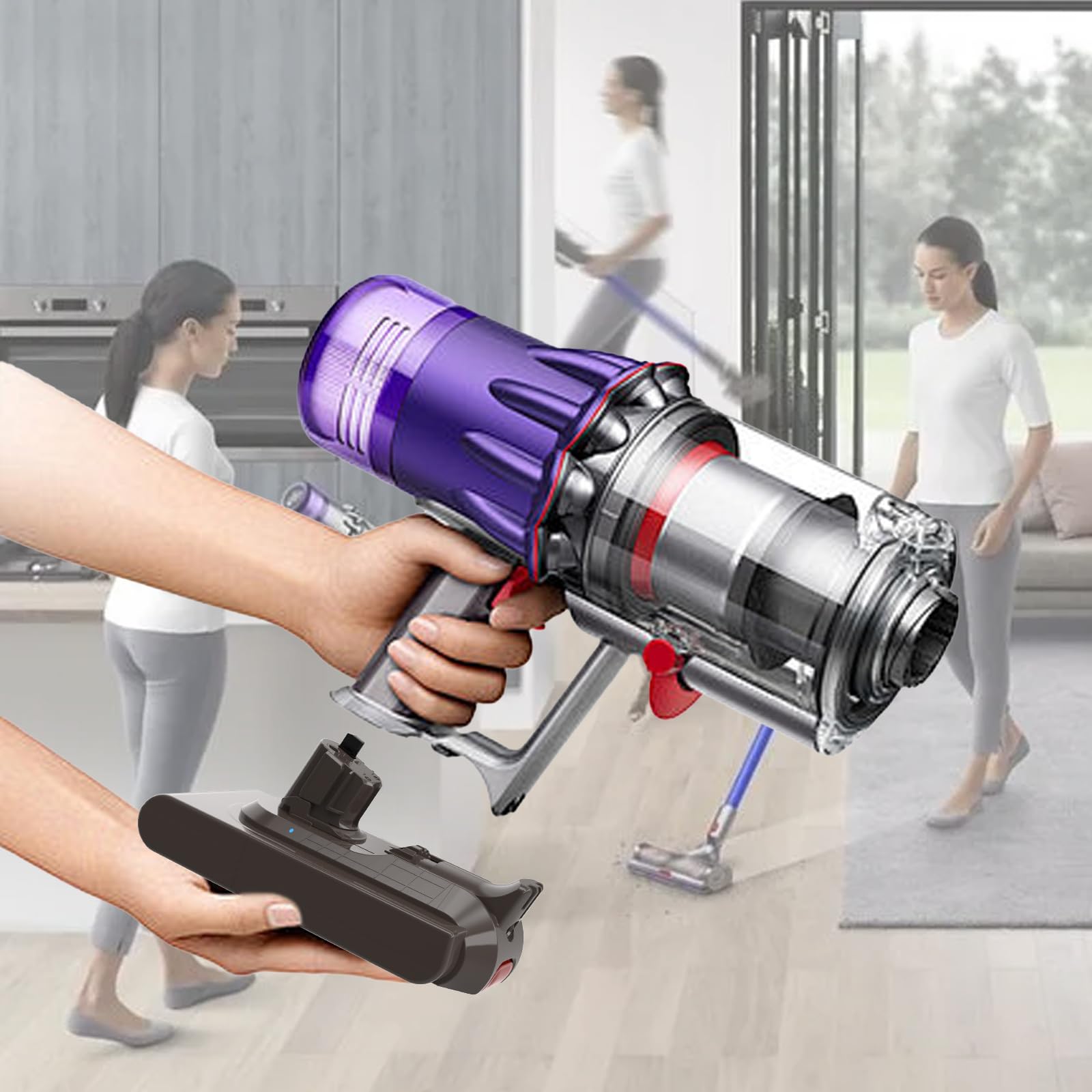 V11 Akku kompatibel mit Dyson SV15/SV16/V11 Outsize, Torque Dribe, Animal Cordless Stick/ V11 Absolute Extra, Fluffy Extra, Absolute Pro Staubsauger(Nicht für Befestigungsarten mit Schrauben)