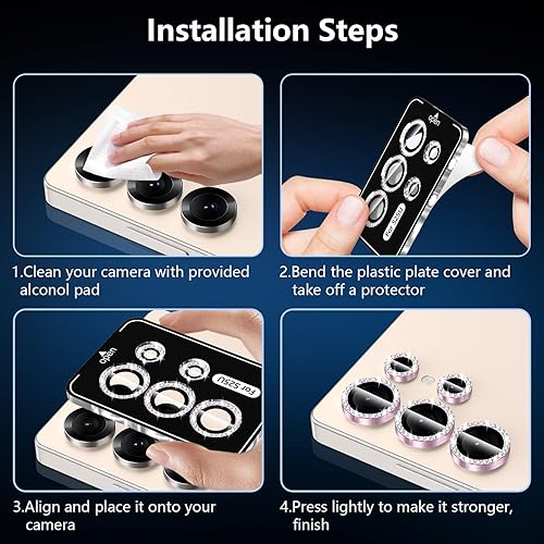 Vista 194 de para Samsung Galaxy Z Flip 7 Protector de Lente de Cámara, Cubierta de Lente de Vidrio Templado con Anillo de Metal Individual, [Fuerte Adhesión] 1