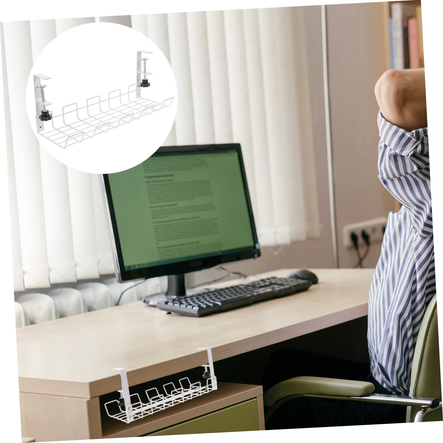 Uonlytech Support de Rangement Collecte Câbles Informatiques Organisateur de Câbles en Acier Carbone pour Prises Électriques Couleur Aléatoire sous Bureau pour Bureau et Chambre