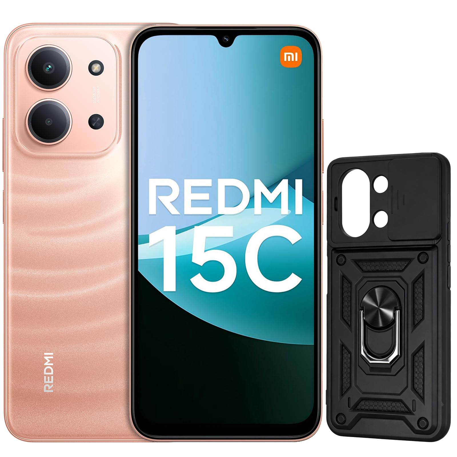 XIAOMI Redmi 15C 4+256GB Smartphone, Display 6.9" HD+ 120Hz, Batteria 6000mAh, Processore Octa-Core, Fotocamera 50MP, HyperOS 2, Senza Caricatore, Arancione crepuscolo, Include Custodia Protettiva