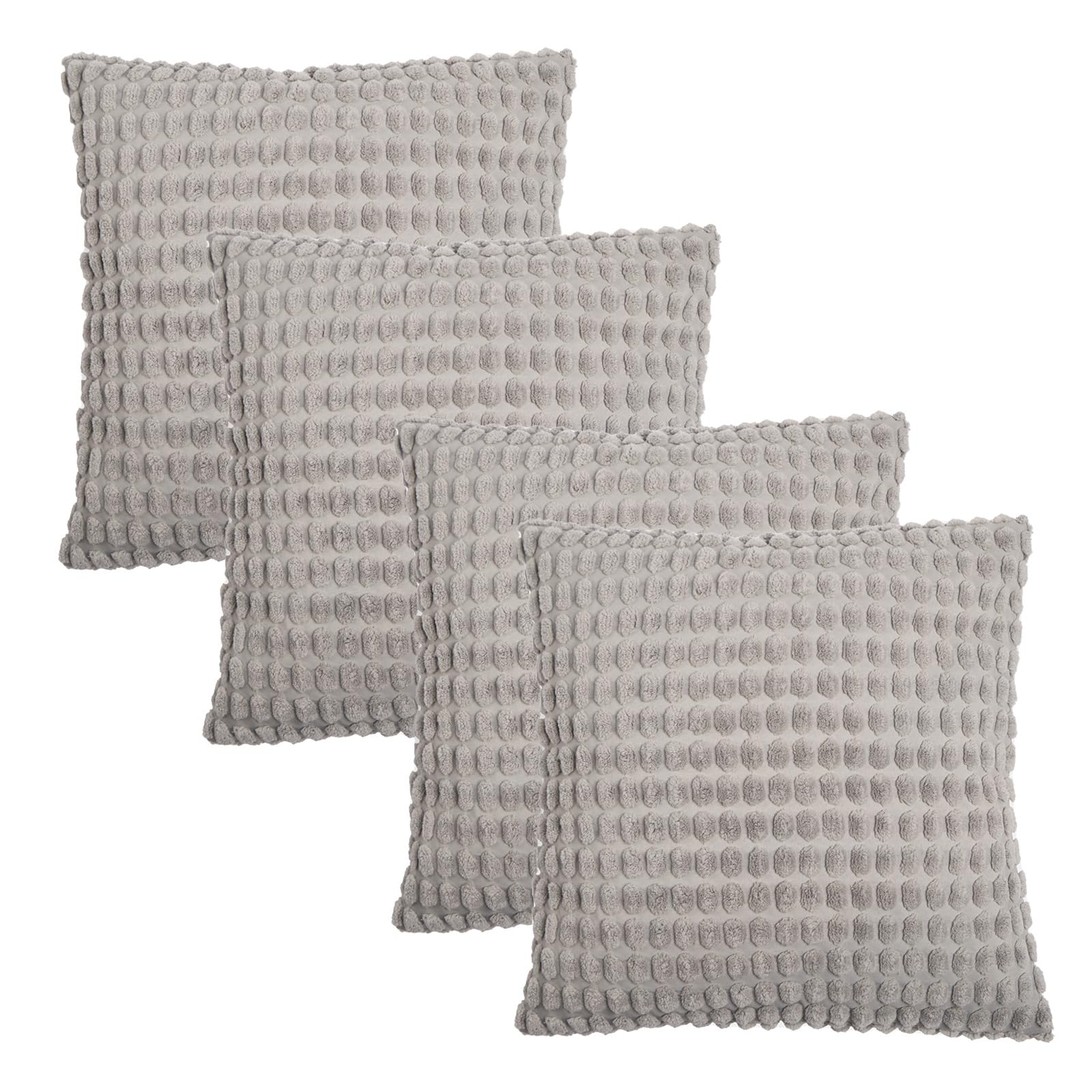 Ohs Grey Pillow Covers Pack Of 4 Bobble Textured Cushion Covers, Soft Bobble Textured Pattern Throw Cushion Covers With Hidden Zipper For Livingroom Bed Sofa, 45X45cm