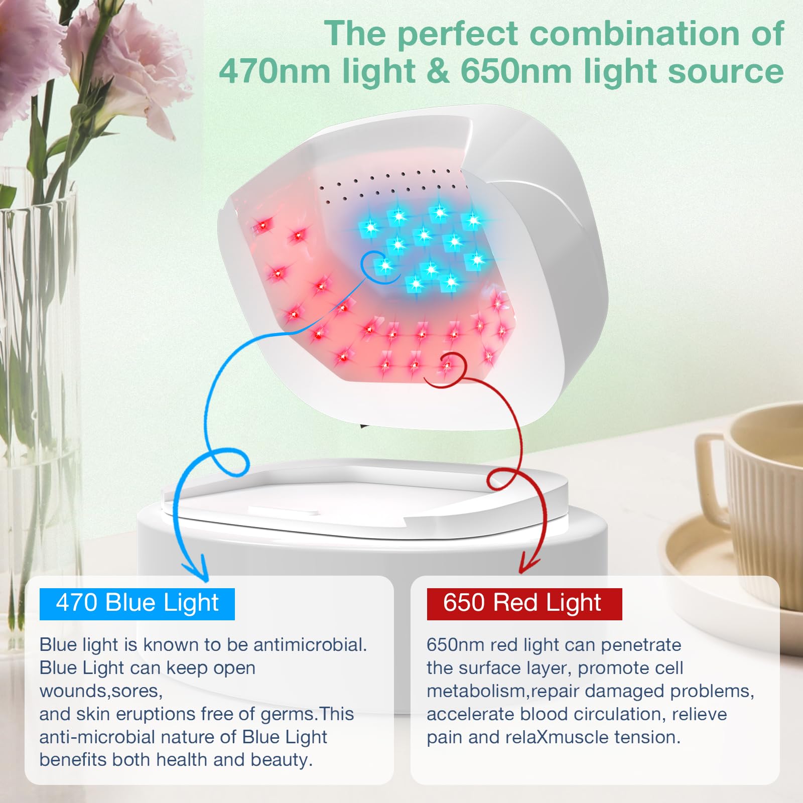 iKeener Cordless Nail Fungus Laser Device,FDA Cleared Nail Cleaning Fingernails & Onychomycosis,15*470nm Blue Light+24*650nm Red Light,Adjustable Sessions of 3/5/7/10 Minutes,Nail Fungus Remover - Image 3