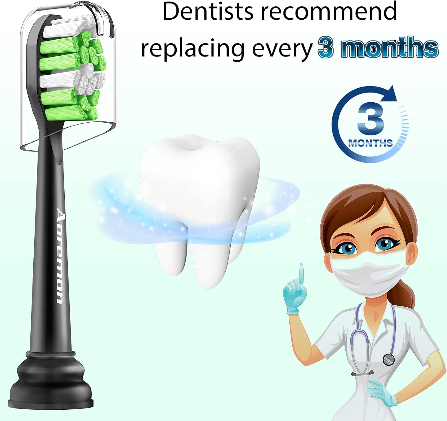 Aoremon Replacement Heads for Philips Sonicare Toothbrush DiamondClean, Black, Pack of 10