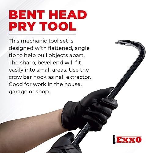 Miniatura 5 de EXXO - Juego de 4 barras de palanca de cabeza rodante resistente - Herramientas de resistencia industrial de acero de aleación duradera para