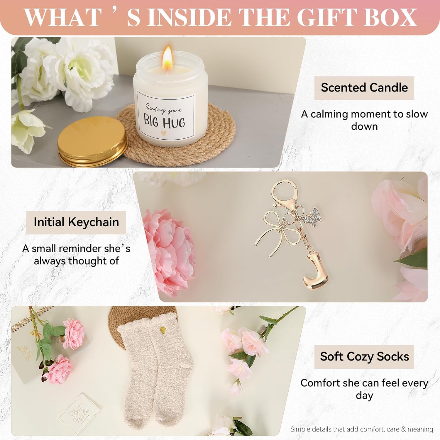 Birthday Gifts for Women,Monogrammed Personalized Gifts-Initial Tote Bag Gift Set for Her, Mom, Teacher