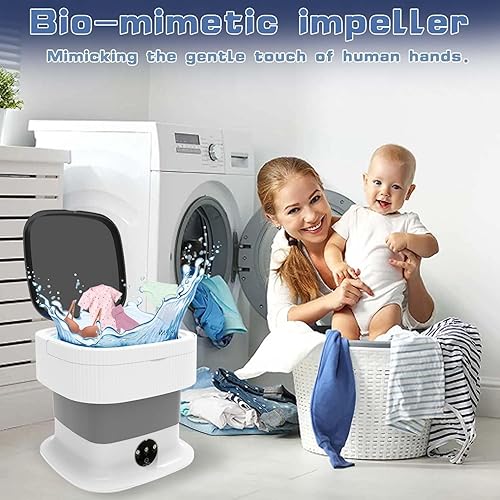 Miniatura 7 de Lavadora portátil, mini lavadora y secadora de 60 W, Lavadora portátil plegable de 16 litros con centrifugado, pequeña ropa plegable para ropa