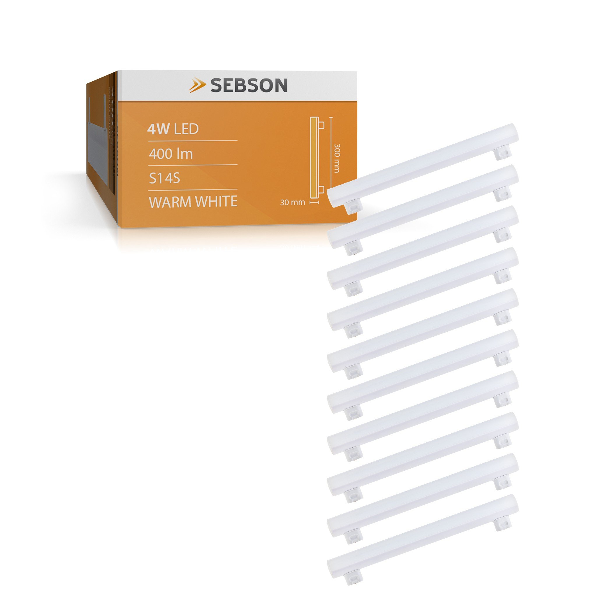 SEBSON LED Lampe S14S 30cm 4w, ersetzt 35W Glühlampe, warmweiß - 10er