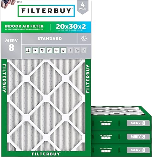 Vista 62 de Filterbuy Filtro de aire MERV 8 de 16.5 x 21 x 1 pulgadas, protección contra el polvo (paquete de 4), filtros de aire de repuesto plisados HVAC